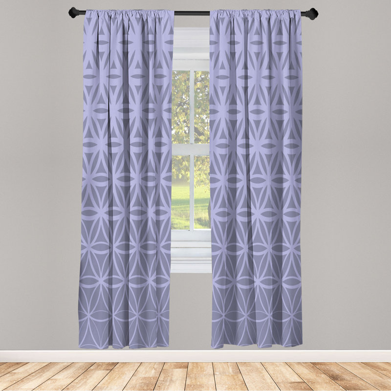Microfiber Floral Semi-Sheer Rod Pocket Curtain Panels, 28" W x 95" L, Purple