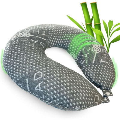 Memory Foam Travel Pillow, Rayon From Bamboo Cover, Head and Neck Support, Cooling U-Shaped Pillow