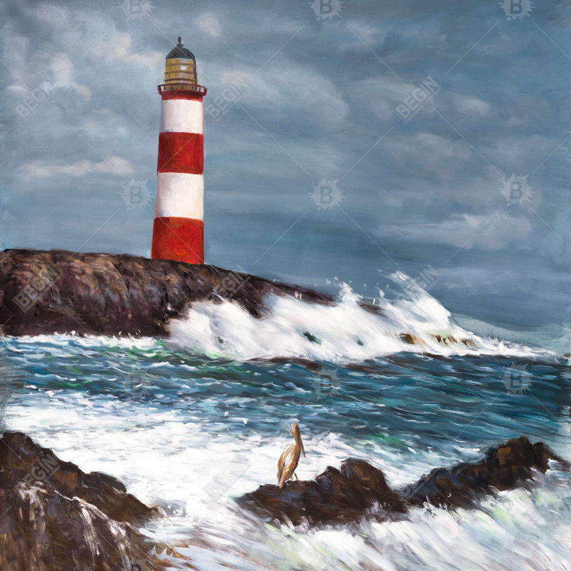 "Phare au bord de la mer déchaîné" sur toile