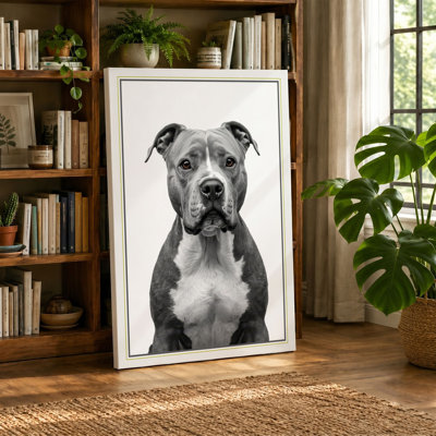 Pit Bull Portrait Modern 1 Piece Wrapped Canvas Wall Art