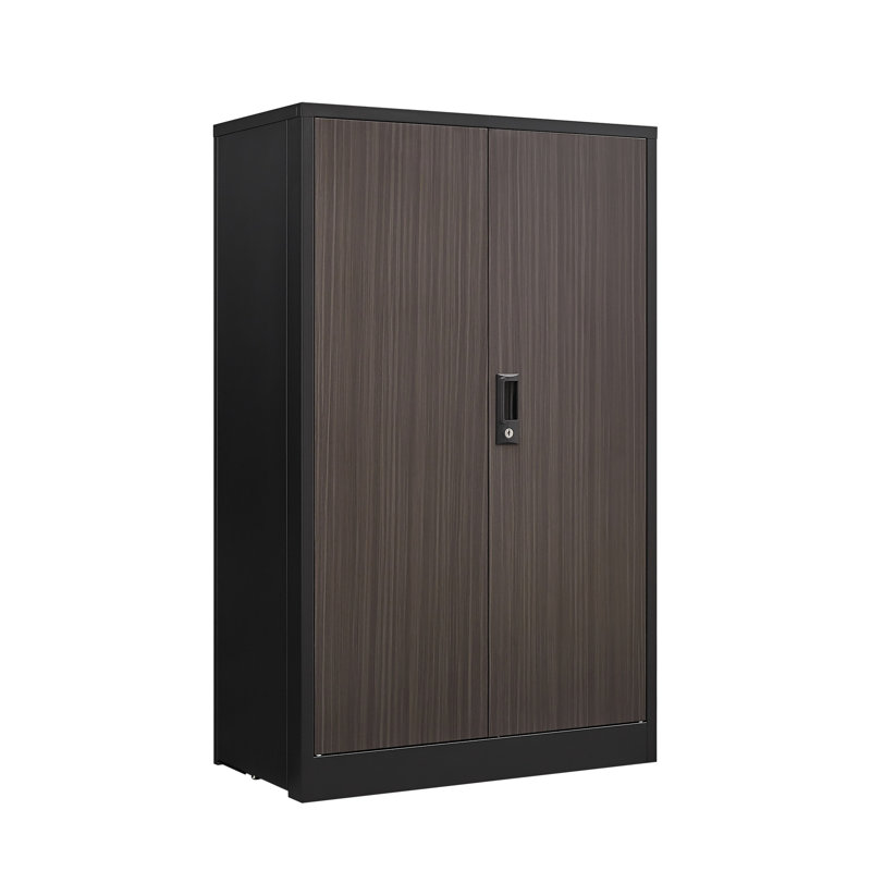 Armoire pliante noire avec portes verrouillables, cloisons réglables, idéale pour le bureau, porte à ressort et cloisons de rangement exquises