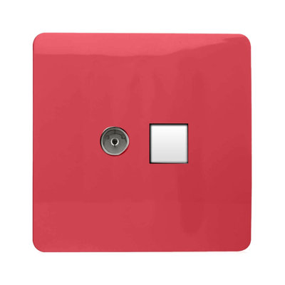 Trendi Switch 2 Gang Female TV Co-Axial & Telephone Sockets