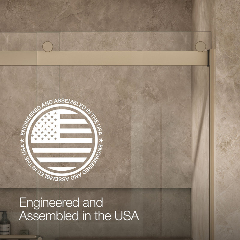 Levity 59.63" x 62" Bypass Bath Door with CleanCoat® Technology, Anodized Brushed Bronze, Clear