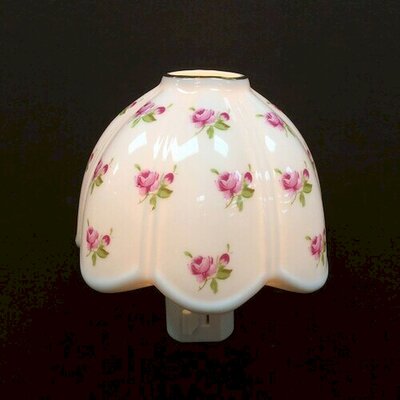 Pink Flowers On A Tiffany Lamp Shade Shaped Night Light