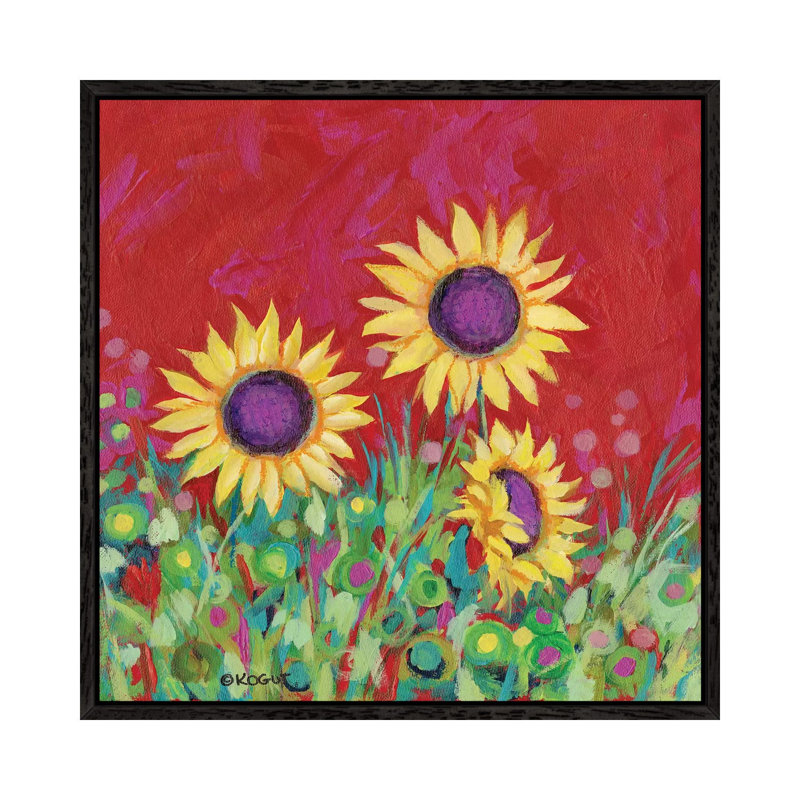 Floral XXIV by Teresa Kogut - Painting on Canvas, Black Framed, 45.72 cm H x 45.72 cm W