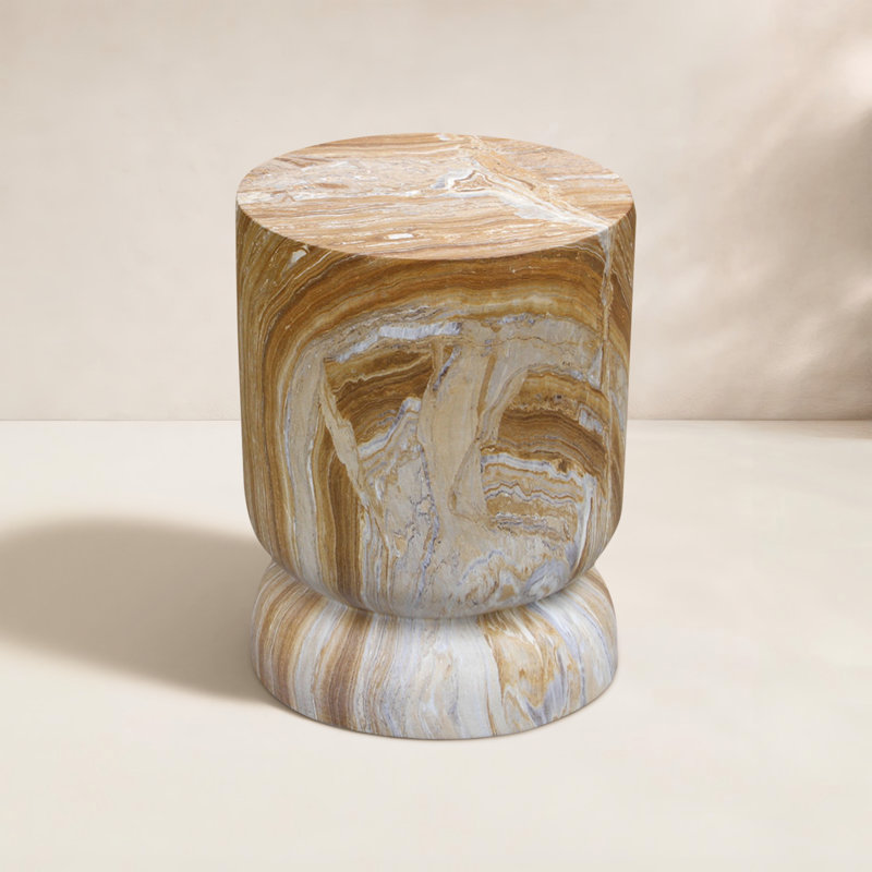 Zofia Composite Round Sandstone Accent Table, Sandstone