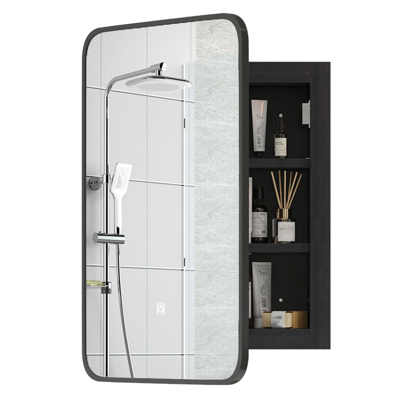 Armoire à pharmacie avec miroir et 3 tablettes fixes Leonne W H, 23.6" H x 16.5" W x 4.5" D
