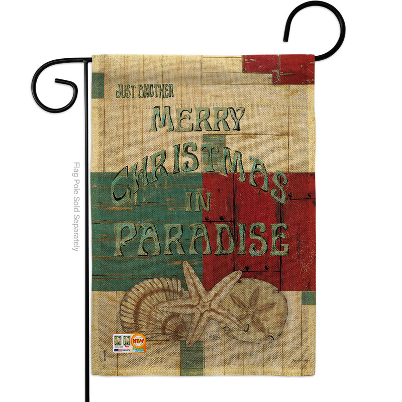 Xmas en paradise winter 2 côtés 19 po x 13 po drapeau de jardin, Brun, Toile de jute