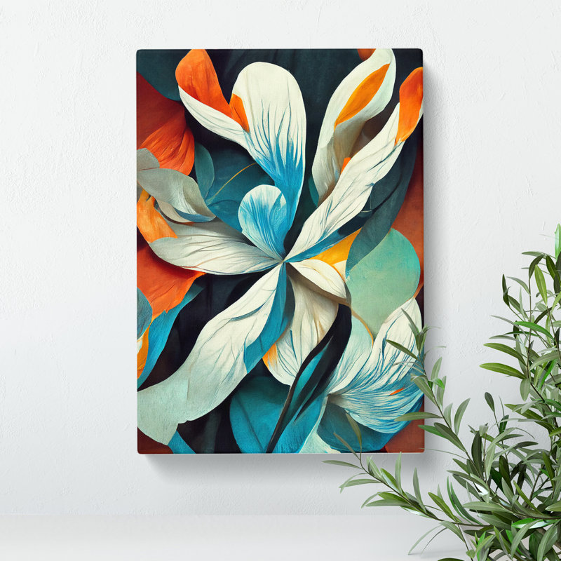 XV1022-374X Abstract Painting Flowers No.1 - Print, Wrapped Canvas, 50cm H x 35cm W, No Matte