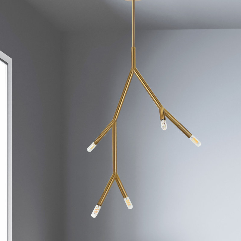 Luminaire suspendu à 5 lumières Fakrudeen, Laiton vieilli