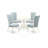 5 Piece Dining Room Furniture Set Includes a Round Kitchen Table with Pedestal and 4 Baby Blue Linen Fabric Parson Dining Chairs, Linen White-1173601164-1173601163-1173601175