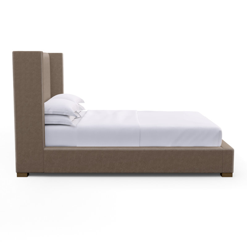 Roxborough Upholstered Wingback Bed, Full, Vintage Leather Pumice, Weathered