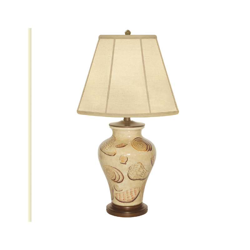 Lampe de table en porcelaine peinte à la main 29 po Motile Shell