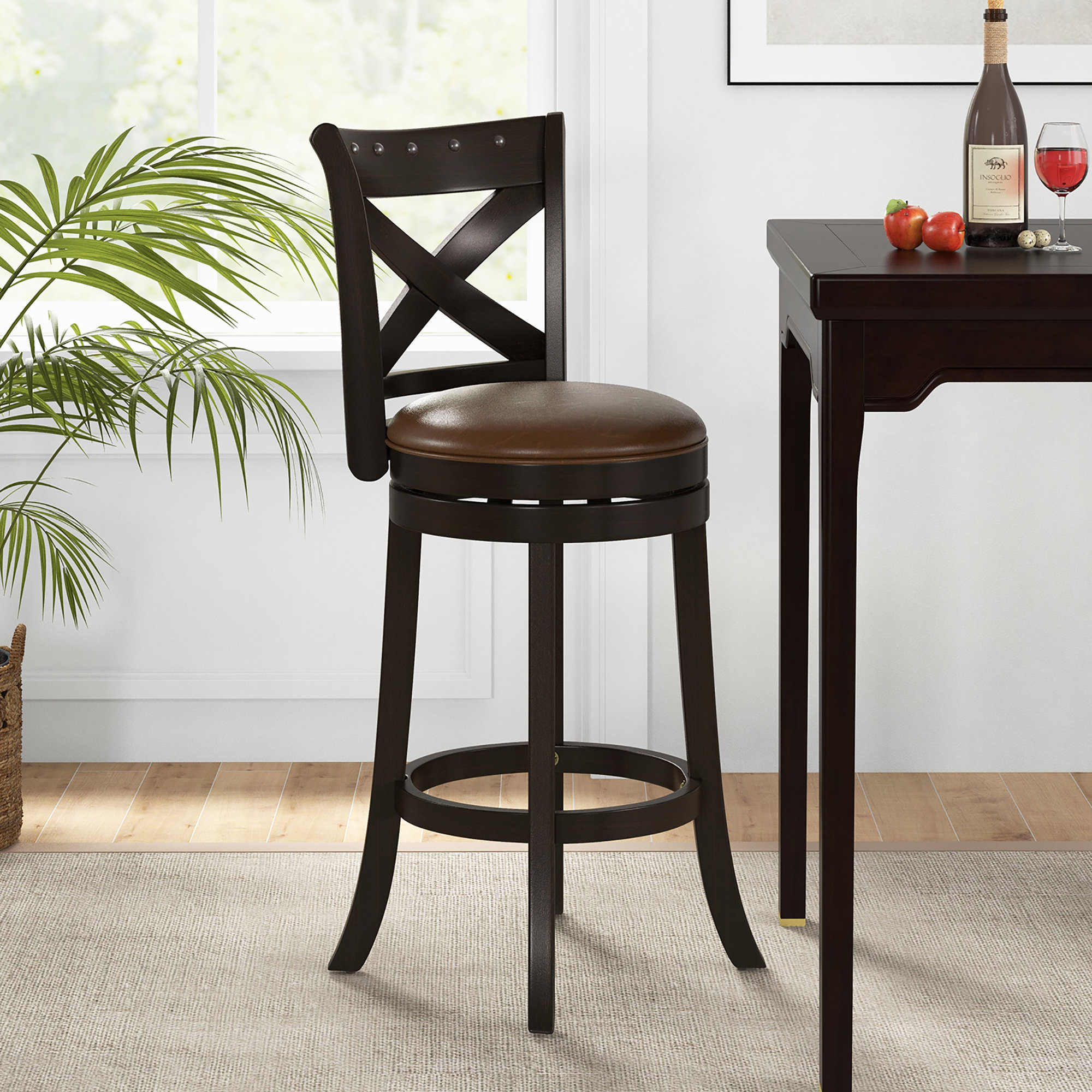 August Grove® Brittainey Swivel Upholstered 31'' Counter Stool | Wayfair