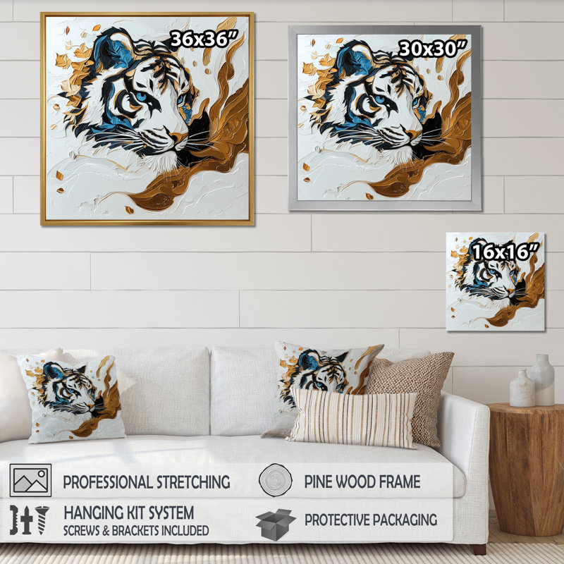 «Watercolor Tigers Soft Majestic Eyes», art mural tigre, Toile tendue, Does Not Apply, H 16 po x l 16 po