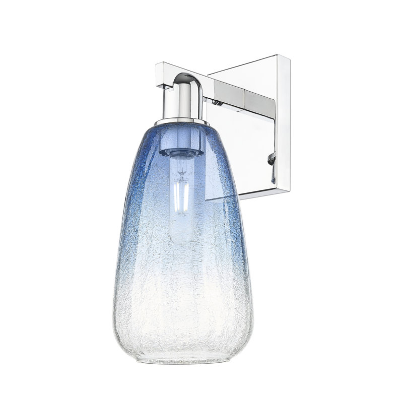 Jacquette - 1 Light Wall Mount Sconce, Polished Chrome, Sapphire Blue