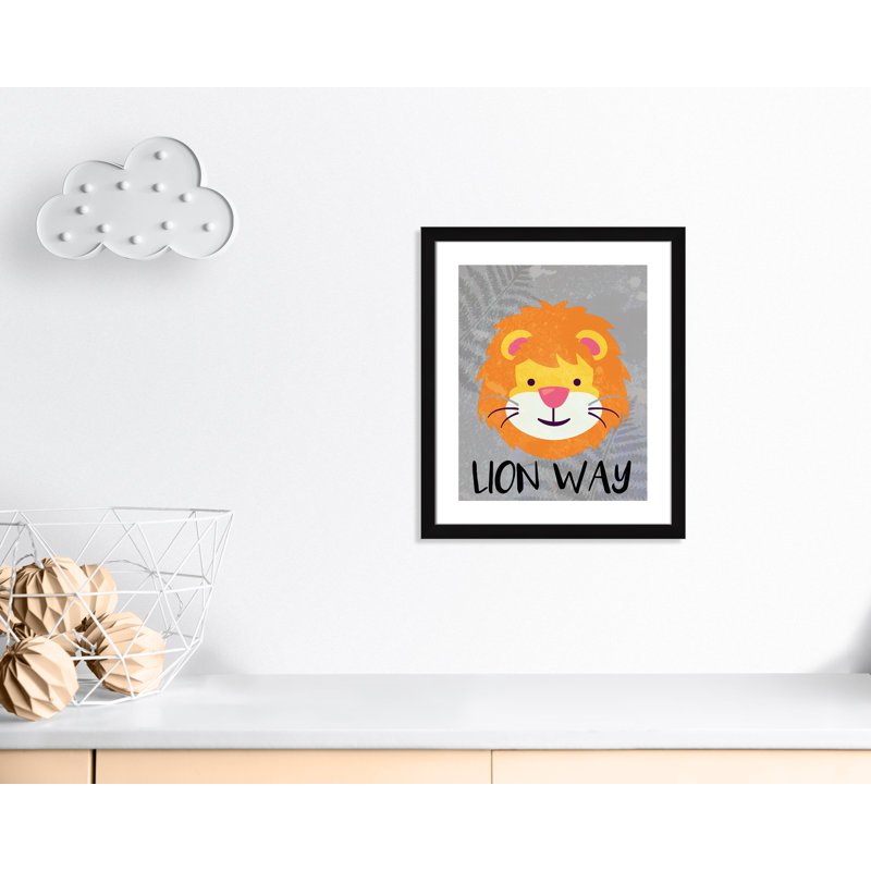 Impression sur papier Lion Way, Encadré de boîte noir, H 14 po x l 10 po x P 1,18 po