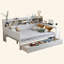 Lit de jour en bois avec tablettes de rangement, lit multifonctionnel avec deux tiroirs de rangement et bureau d'étude-1324601936