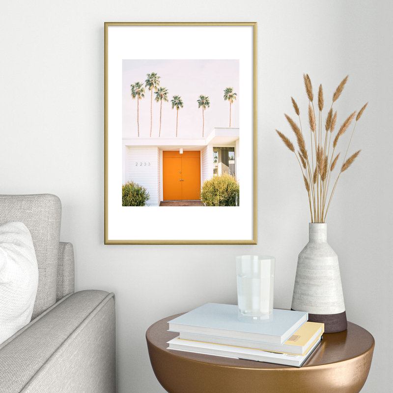 Palm Springs encadré sur papier, Or, H 19 po x l 13 po