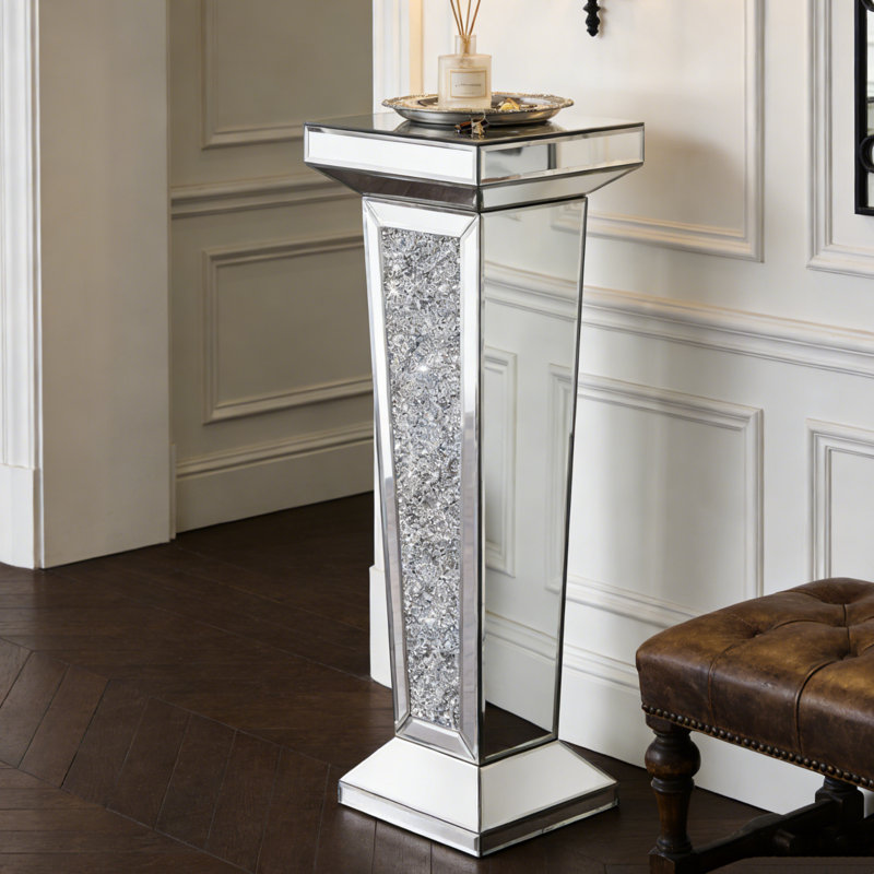 Glass Mirrored  Side Table Pedestal Stand Sofa Table