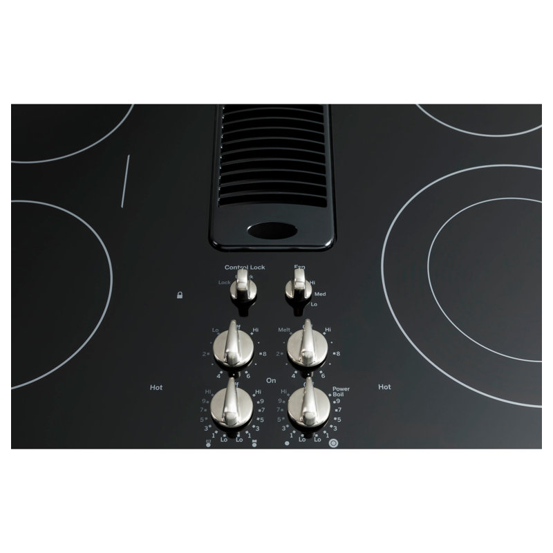 Downdraft Electric Cooktop, Black/Stainless Steel, Stainless Steel
