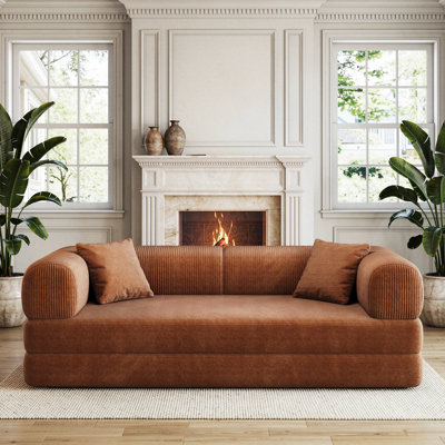 78.8'' Corduroy Modular Compression Convertible Floor Sofa Bed