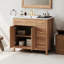 Meuble-lavabo de 36 po avec bois massif, 2 portes à fermeture douce, 3 tiroirs, lavabo en céramique, tablette ajustable pour matériaux de décoration compacts, petites salles de bain