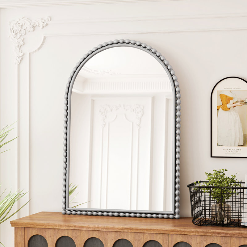 Miroir arqué pleine longueur avec pieds de soutien pour le salon, la chambre à coucher, Argent argent