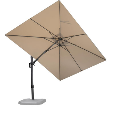 8' x 11' Swivel Rectangular Left-right Tilt Cantilever Beige Umbrella with 360-degree Rotation