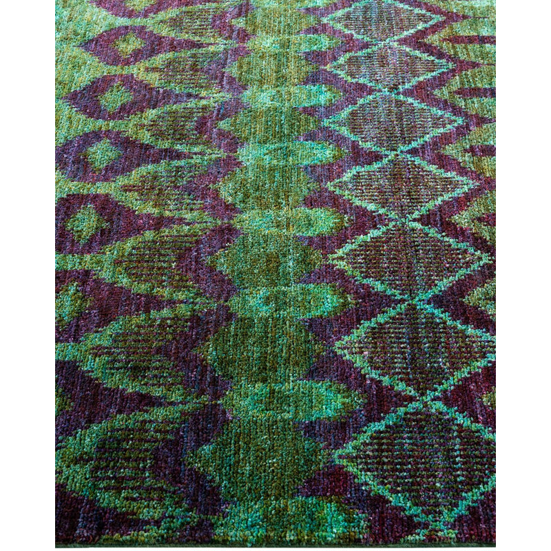 Contemporary One-of-a-Kind Rectangle 4'1" X 6'1" Hand Knotted Area Rug