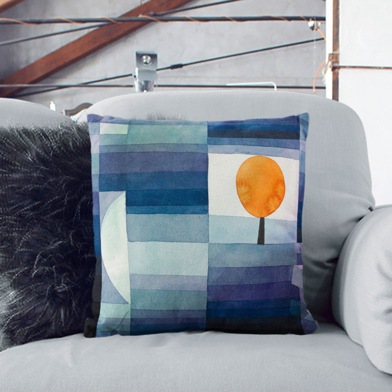 Square Cushion, 40cm H x 40cm W x 15cm D, Blue/Grey