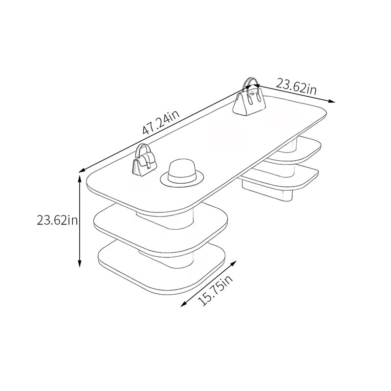 Table de présentation en acier inoxydable, Doré, H 23,62 po x l 47,24 po x P 23,62 po