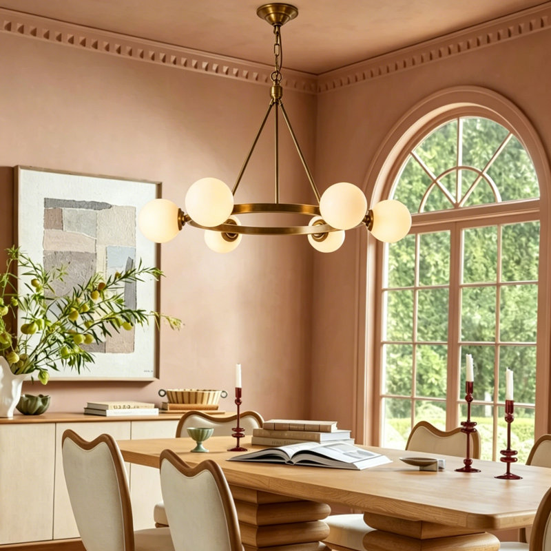 Lustre à roulettes Stetler, H 19,6 po x l 28,7 po x P 28,7 po, Six lumières