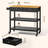 Kitchen Island Cart With Storage, 40’’ Wooden Top, 2 Tiers Spacious Shelves And Towel Bar, 2 Drawer Mobile Trolley Cart On Metal Wheels With Hooks For Dining Room, Bar, Outdoor, Black-1745743340