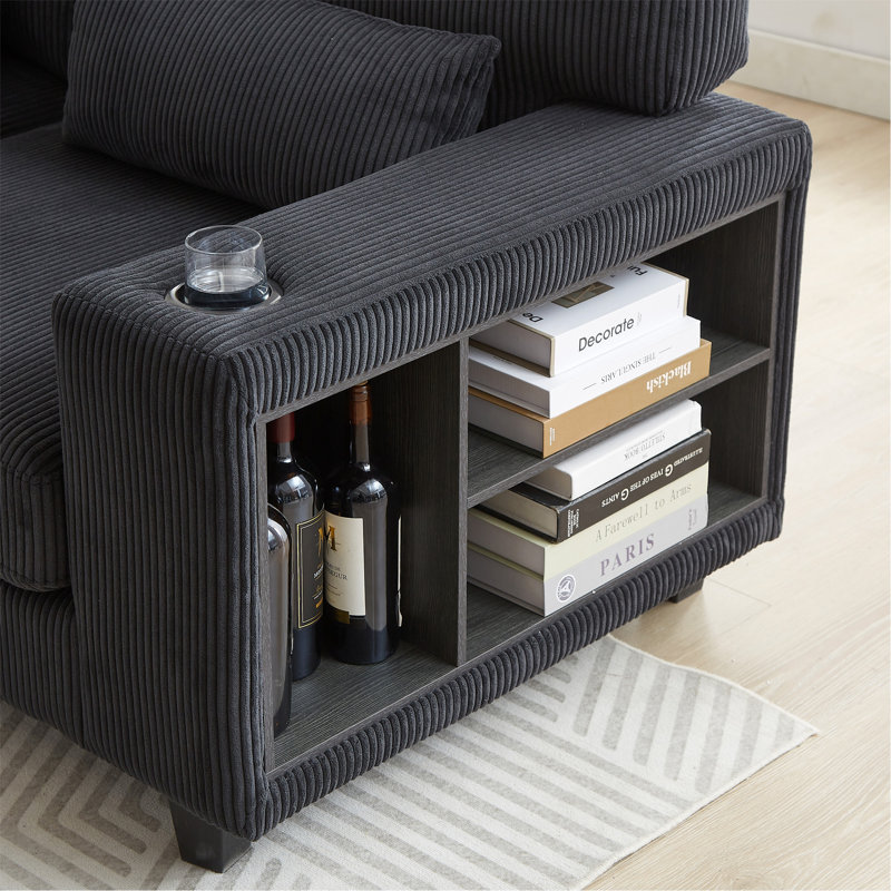 Versatile L-Shaped Sectional Sofa With Multiple Functions For Various Spaces, Black