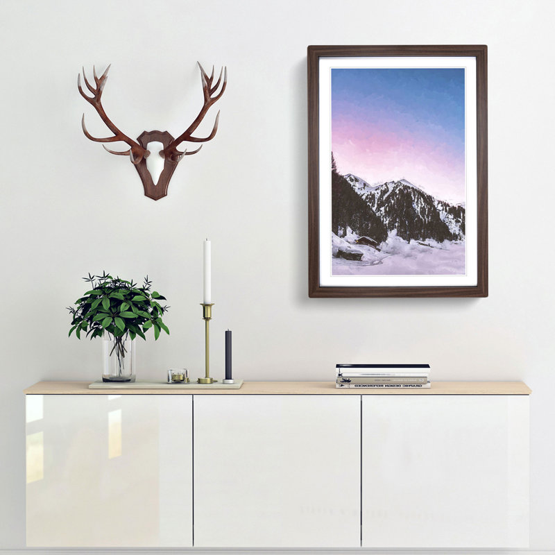 Mountains in Weissenbach Italy in Abstract - Framed Print, 48cm H x 36cm W x 2cm D, Walnut Framed