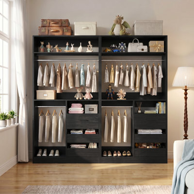 6-Drawer Shoe Cabinet With 72" Wide Closet & Dual Hanging Rods