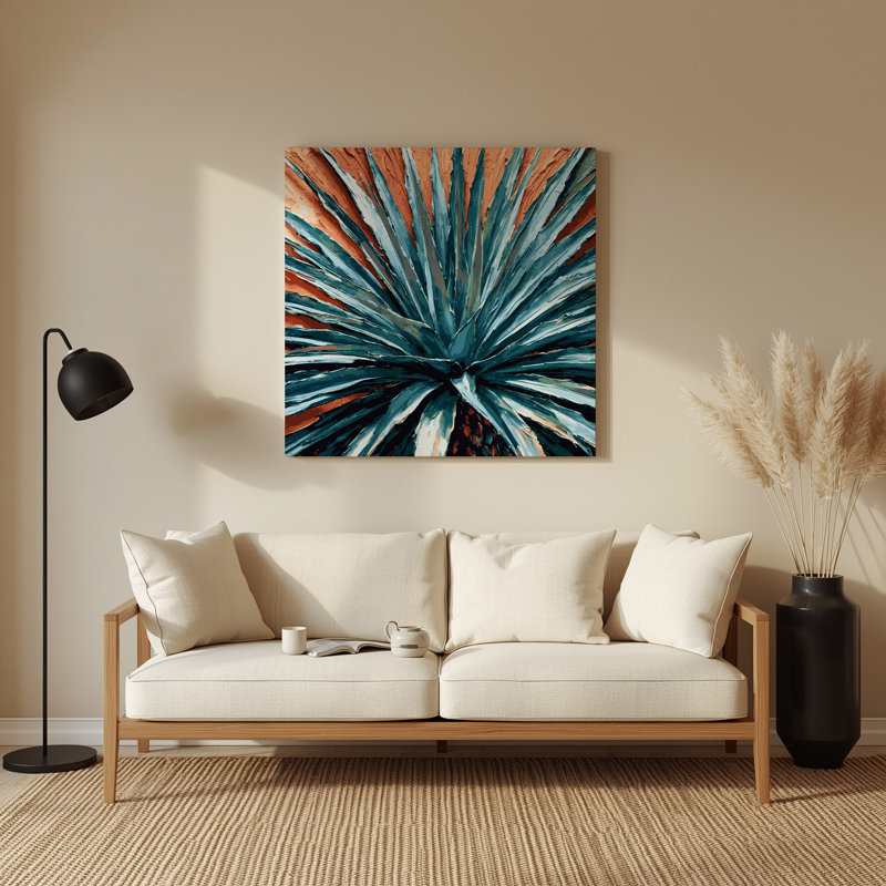 Southwestern Plants Century Plant 154 Grey Metal Wall Art, 192" H x 192" W x 0.05" D