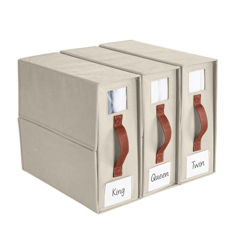 DECOMOMO Foldable Bed Sheet Organizers and Storage, Beige