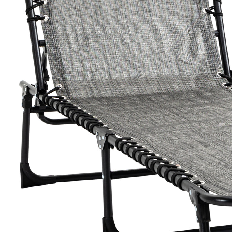 Adjustable Beach Chair, Portable Folding With Removable Pillow, Side Pocket, Grey Patio Chair And Function -