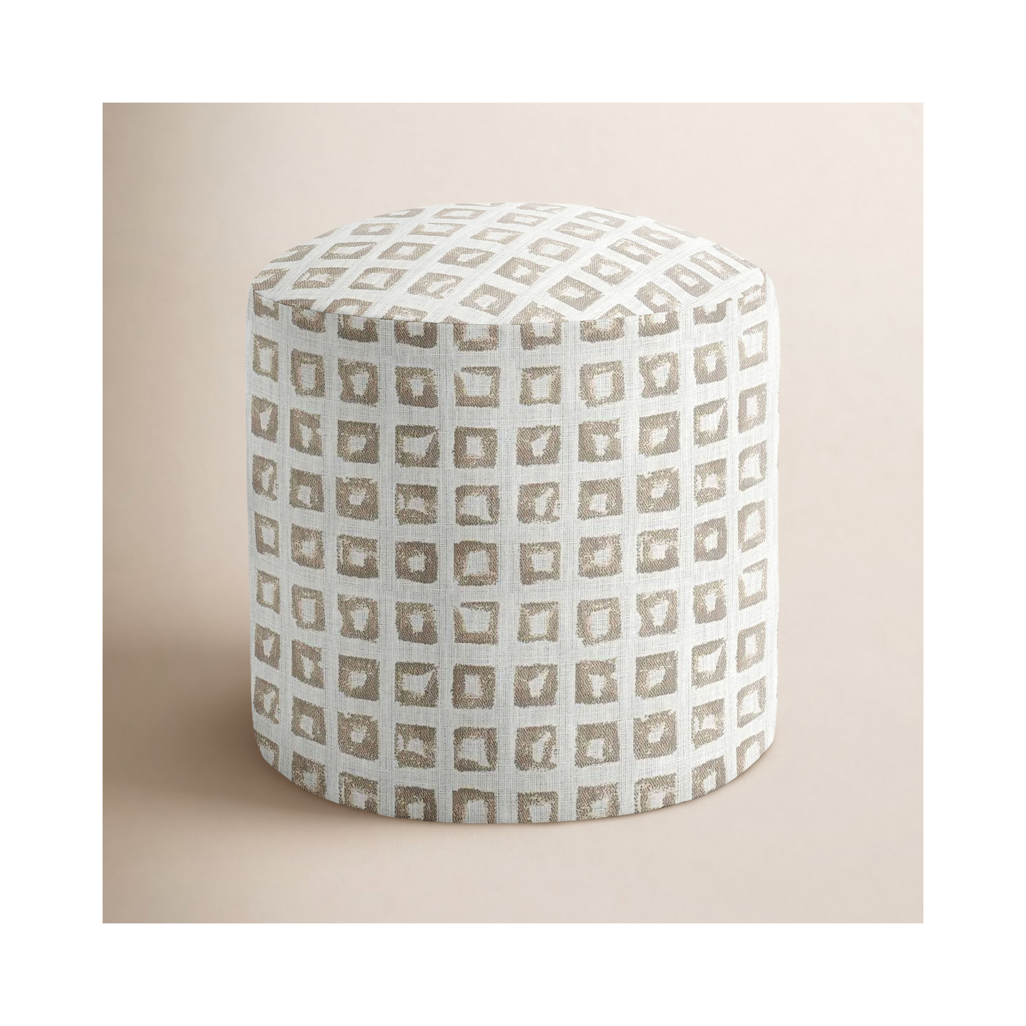 Indoor/Outdoor Sunbrella Geometric Poof, Tan