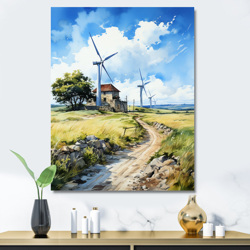 Wind Turbines In Wind Farm III, reproduction d'art sur toile, H 20 po x l 12 po x P 1 po, Toile tendue