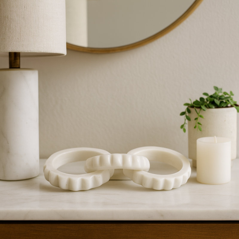 Objets décoratifs en marbre sculpté - décorations de salon pour la maison - sculpture décorative pour table ou tablette - 8 po, blanc