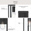 Petite lanterne murale noire matte avec panneaux en verre transparent Ryle-127681964