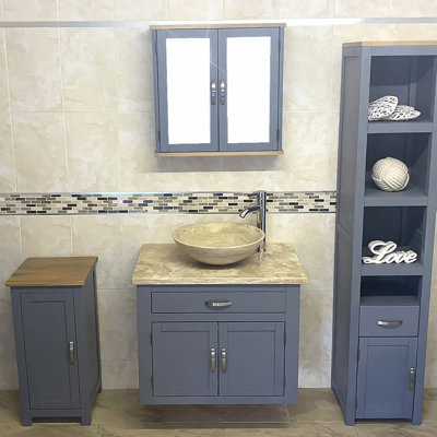 Solid Oak 750mm Wall Hung Single Vanity Unit