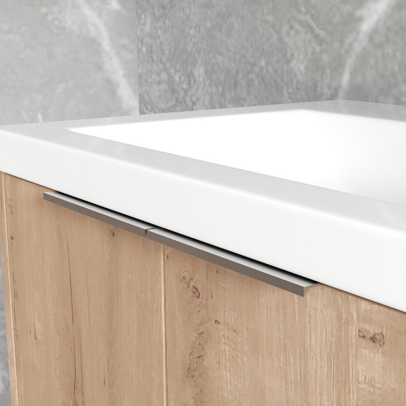 Meuble-lavabo mural simple 23,6 po avec plateau en résine Almosta, Brun