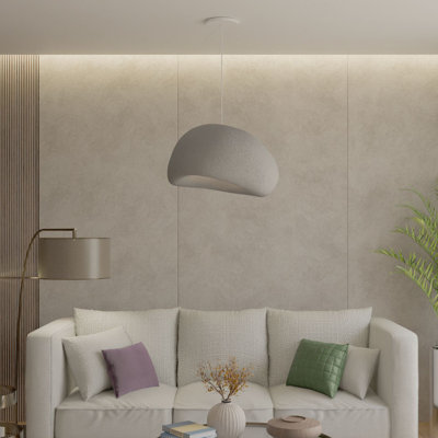 Modern Adjustable Chandelier, Concrete Grey, 17.7 x 15.7 x 12.6 inches | Durable Polymeric Composite Body & Cap | Height Adjustable 13.8 to 47.2 inches | E27 Socket, Max 40W, Elegant Lighting for Home & Office
