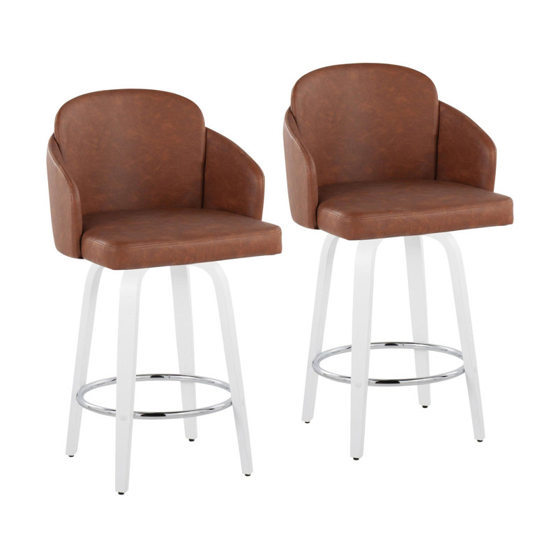 Dahlia 26" Fixed-Height Counter Stool - Set Of 2, Orange