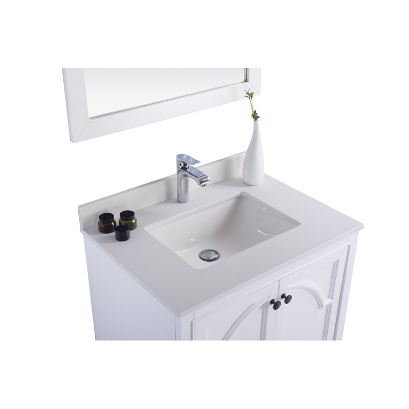 Ensemble de meuble-lavabo pour salle de bain simple 30 po Mundy, Blanc, Quartz blanc