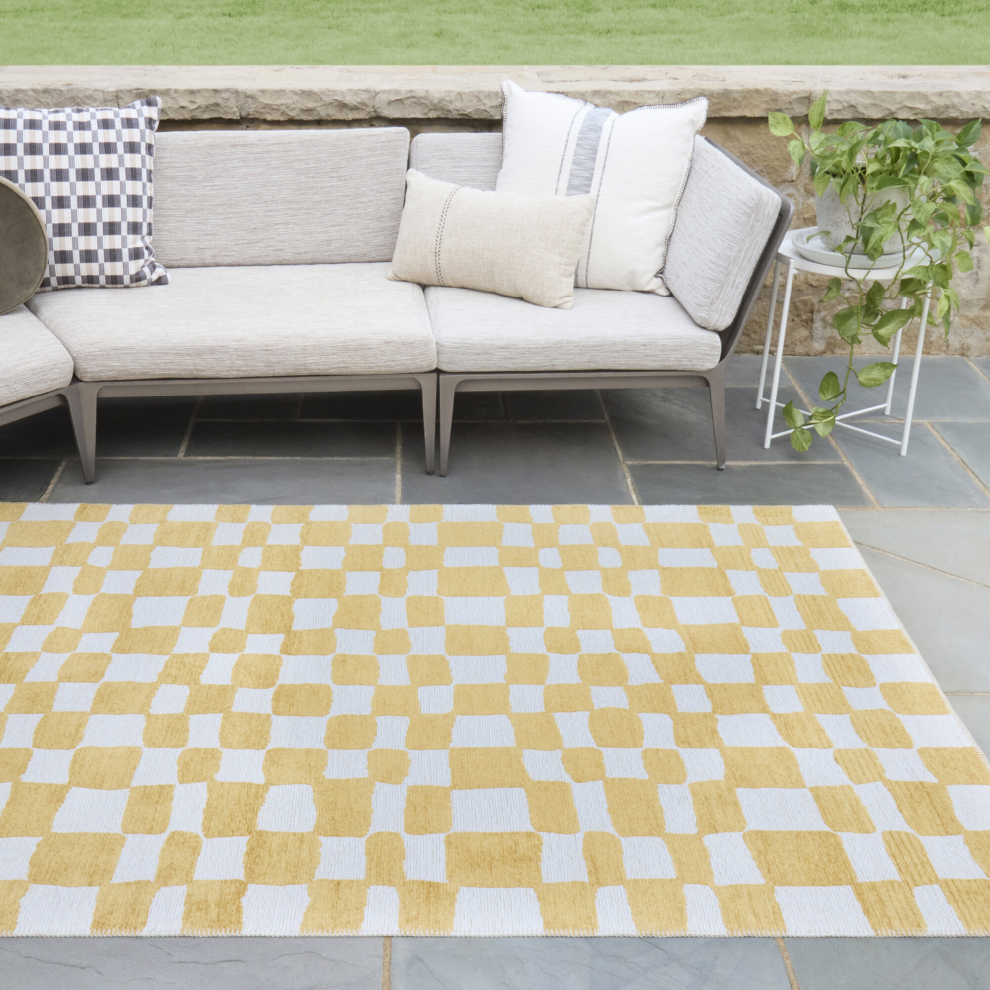 Canales Recycled P.E.T Yellow Rug, Rectangle 7'10" x 10'